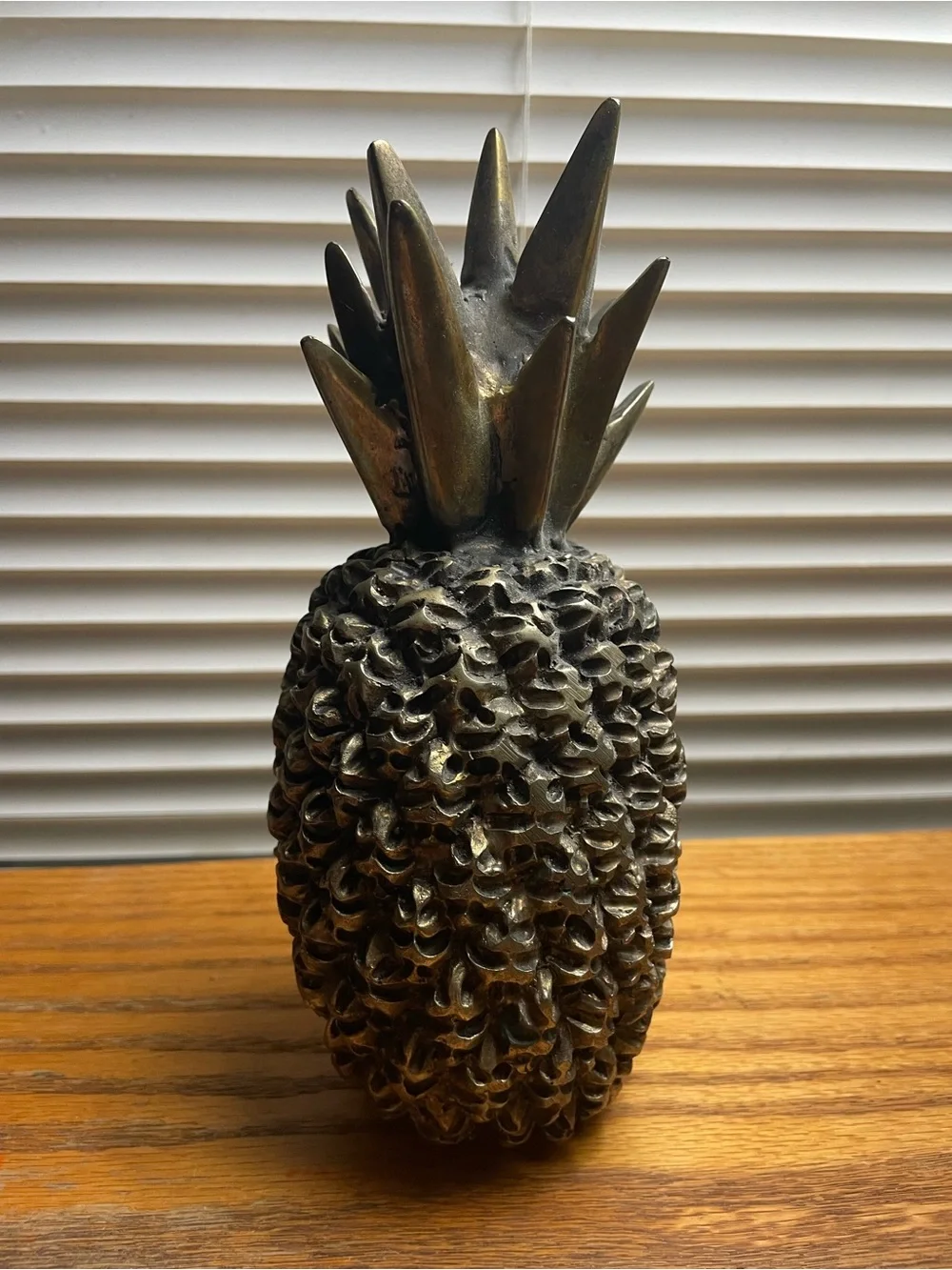Vintage Mid-Century Solid Brass Pineapple Statue Hollywood Regency 8.25